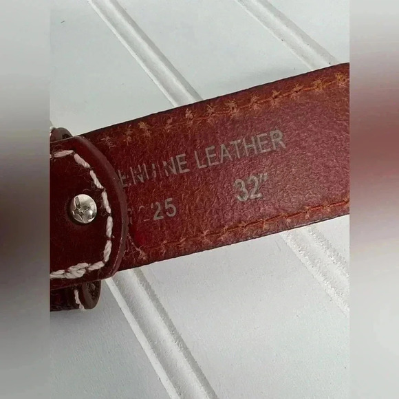 Tooled Scalloped Concho Western Leather‎ Belt - Chestnut 32” main image 8